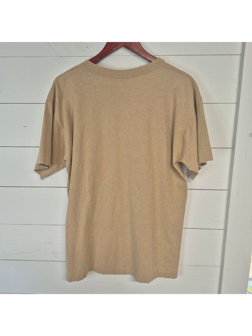 Vintage Vicki Melhart Quilt Patch Work Tee Tan T-Shirt Single Stitch Sz L - Picture 5 of 6
